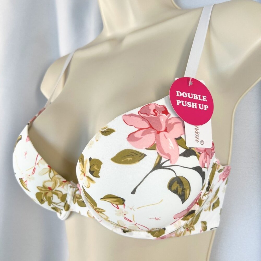 VS Bombshell Inspired Adds 2 Cups Ultimate Pushup Bra 36C White Floral - Picture 3 of 5